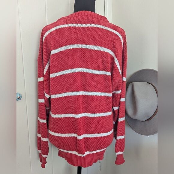VTG Christian Dior Red White Stripes Sweater M Nautical Prep Coastal Retro Glam - Picture 6 of 9